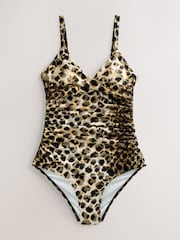 Yellow/Cream Leopard Shaping Tummy Control Swimsuit - Image 7 of 9