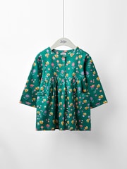 أخضر - JoJo Maman Bébé Button Front Printed Pet In Pocket Dress - صورة 1 من 4