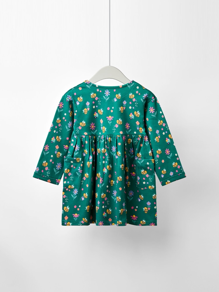 أخضر - JoJo Maman Bébé Button Front Printed Pet In Pocket Dress - صورة 2 من 4