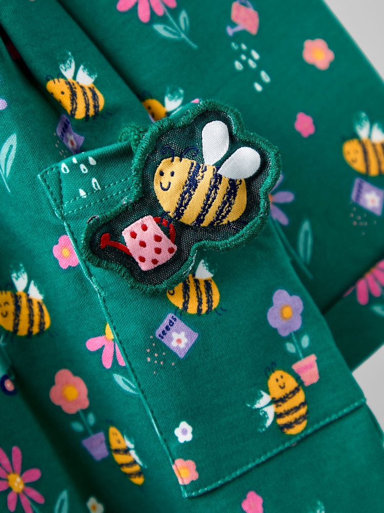 أخضر - JoJo Maman Bébé Button Front Printed Pet In Pocket Dress - صورة 4 من 4