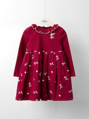 Jojo Maman Bébé Red Emb Dress - Image 1 of 5