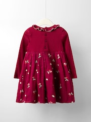 Jojo Maman Bébé Red Emb Dress - Image 2 of 5