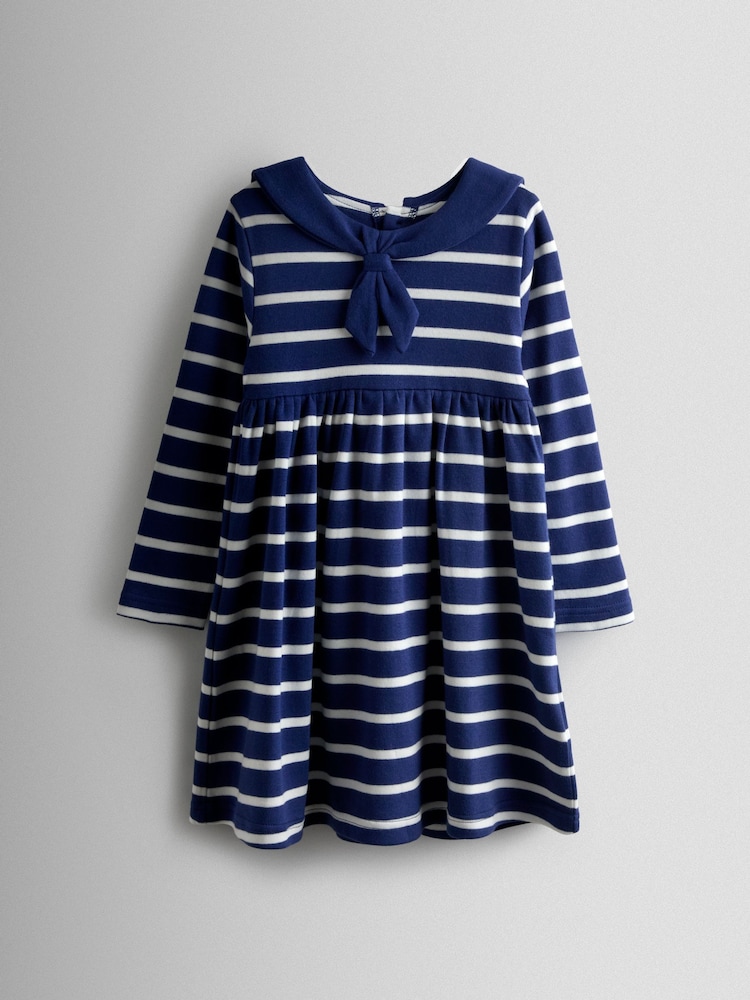 JoJo Maman Bébé Navy Blue Long Sleeve Sailor Jersey Dress - Image 1 of 3 JoJo Maman Bébé Navy Blue Long Sleeve Sailor Jersey Dress - Image 1 of 3