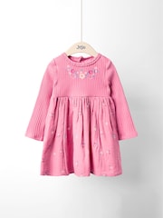Jojo Maman Bébé Pink Emb Dress - Image 1 of 4