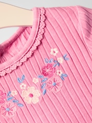 Jojo Maman Bébé Pink Emb Dress - Image 3 of 4