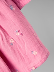 Jojo Maman Bébé Pink Emb Dress - Image 4 of 4