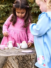 JoJo Maman Bébé Pink Embroidered Rib Cheesecloth Dress - Image 6 of 11