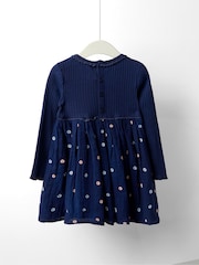 Jojo Maman Bébé Blue Emb Dress - Image 2 of 5