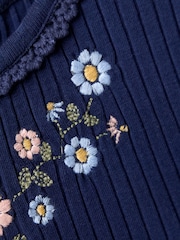 Jojo Maman Bébé Blue Emb Dress - Image 4 of 5