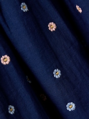 Jojo Maman Bébé Blue Emb Dress - Image 5 of 5