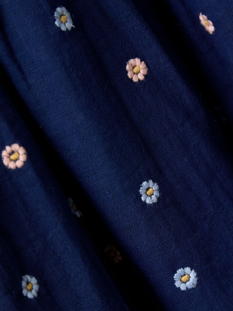Jojo Maman Bébé Blue Emb Dress - Image 5 of 5