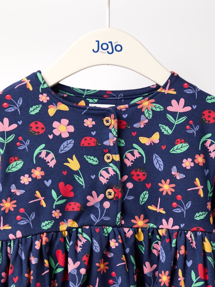 طبعة دعسوقة لون أزرق كحلي - فستان بأكتاف منسدلة وطبعة وجيب للحيوانات الأليفة من JoJo Maman Bébé - صورة 2 من 4