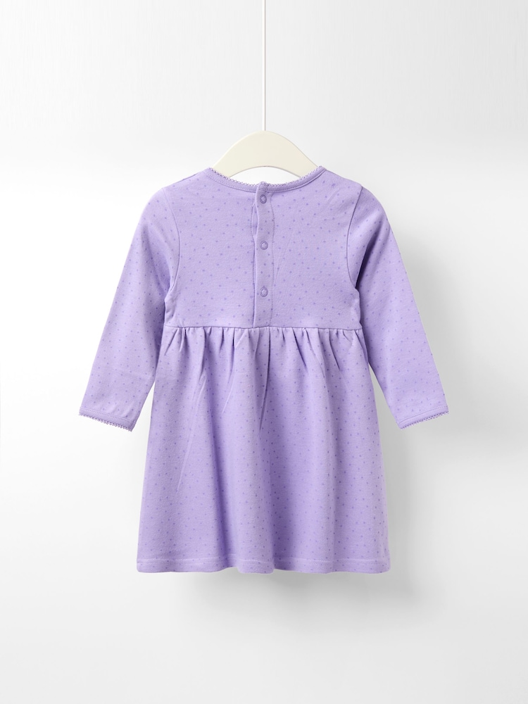JoJo Maman Bébé Purple Light Spot Printed Jersey Dress - Image 2 of 4