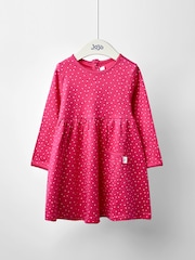 JoJo Maman Bébé Pink Spot Printed Jersey Dress - Image 1 of 4