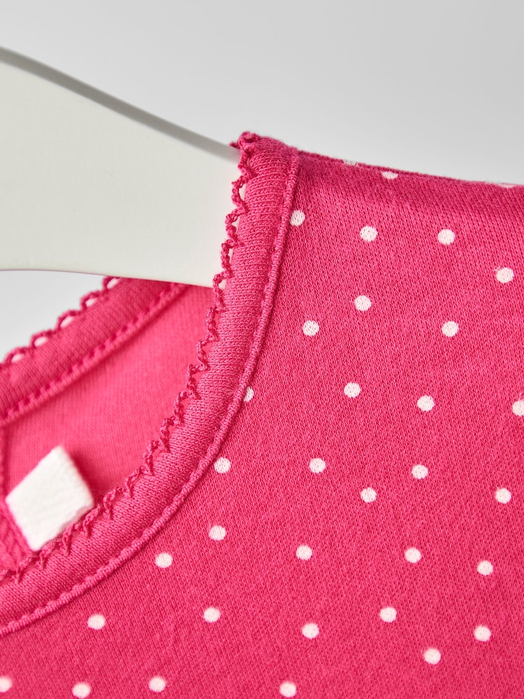JoJo Maman Bébé Pink Spot Printed Jersey Dress - Image 4 of 4