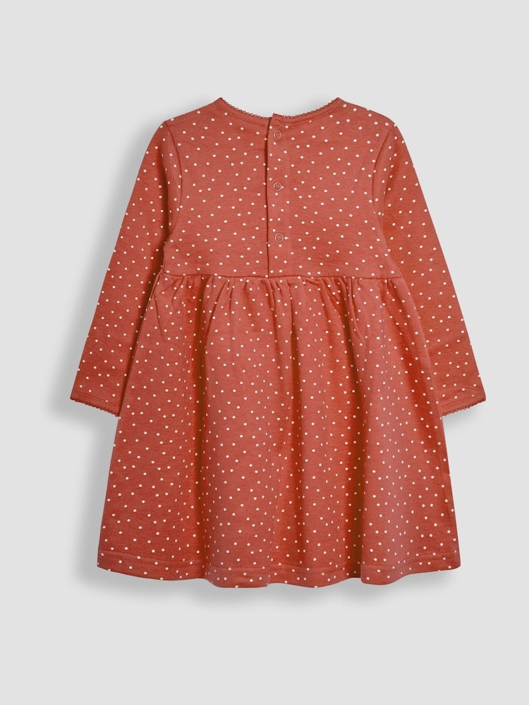 JoJo Maman Bébé Rust Orange Spot Printed Jersey Dress - Image 3 of 3 JoJo Maman Bébé Rust Orange Spot Printed Jersey Dress - Image 3 of 3