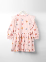 JoJo Maman Bébé Pink Broderie Frill Sweat Dress - Image 1 of 4