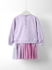 أرجواني - JoJo Maman Bébé Appliqué Tulle Sweat dress - صورة 2 من 5
