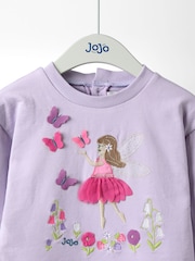 أرجواني - JoJo Maman Bébé Appliqué Tulle Sweat dress - صورة 3 من 5
