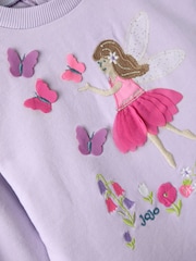أرجواني - JoJo Maman Bébé Appliqué Tulle Sweat dress - صورة 4 من 5