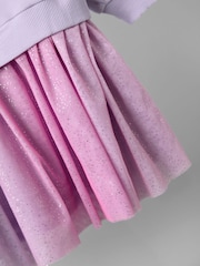 أرجواني - JoJo Maman Bébé Appliqué Tulle Sweat dress - صورة 5 من 5