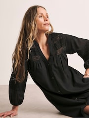 JD Williams Black Anthology Crochet Trim Insert Dress - Image 1 of 5