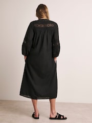 JD Williams Black Anthology Crochet Trim Insert Dress - Image 2 of 5