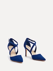 Linzi Blue Runway Stiletto Court Heels With Crossover Front Strap - Image 3 of 5