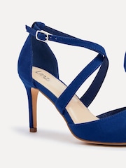 Linzi Blue Runway Stiletto Court Heels With Crossover Front Strap - Image 5 of 5