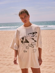 Bikini crema - Camiseta de playa con estampado gráfico - Imagen 2 de 9