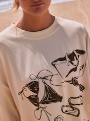 Bikini crema - Camiseta de playa con estampado gráfico - Imagen 6 de 9