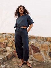 Marinha - 100% Linen Short Sleeve Top - Imagem 3 de 5