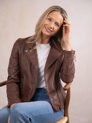 Lakeland Leather Tan Tarn Biker Jacket - Image 1 of 8