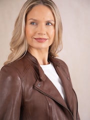 Lakeland Leather Tan Tarn Biker Jacket - Image 4 of 8