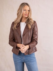 Lakeland Leather Tan Tarn Biker Jacket - Image 8 of 8