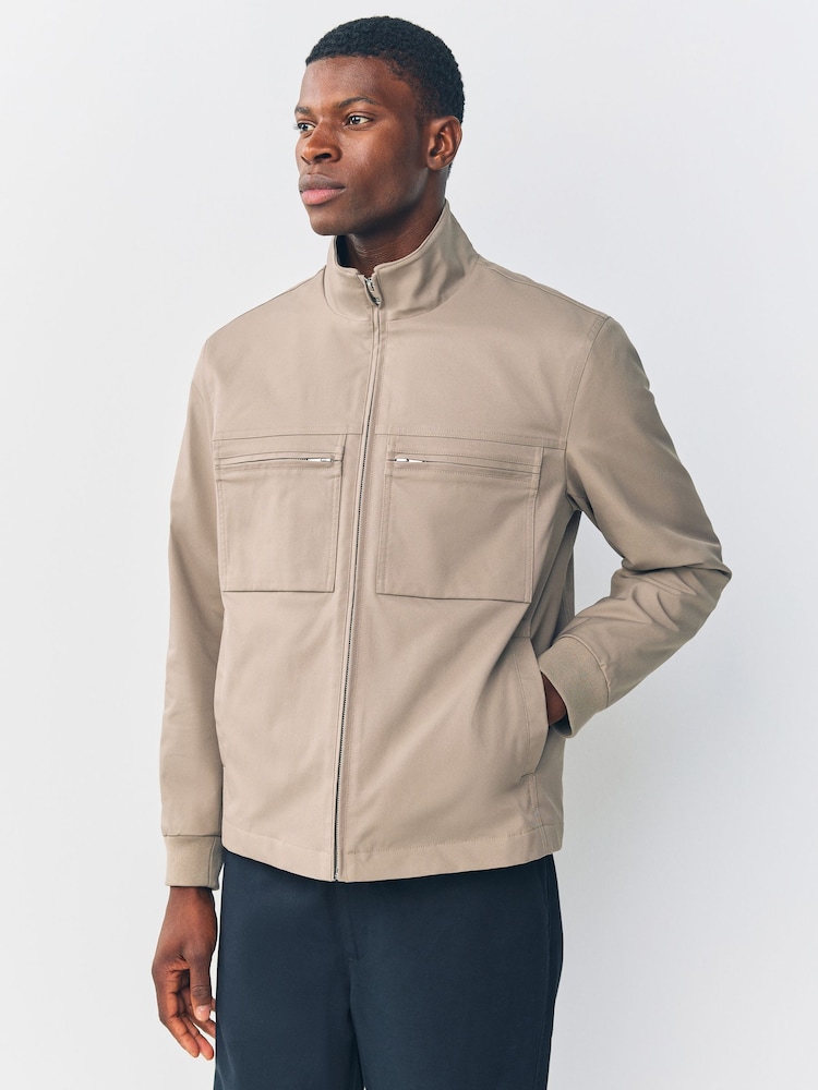 Neutral Shower Resistant Padded Twill Utility Jacket - Image 1 of 10 Neutral Shower Resistant Padded Twill Utility Jacket - Image 1 of 10