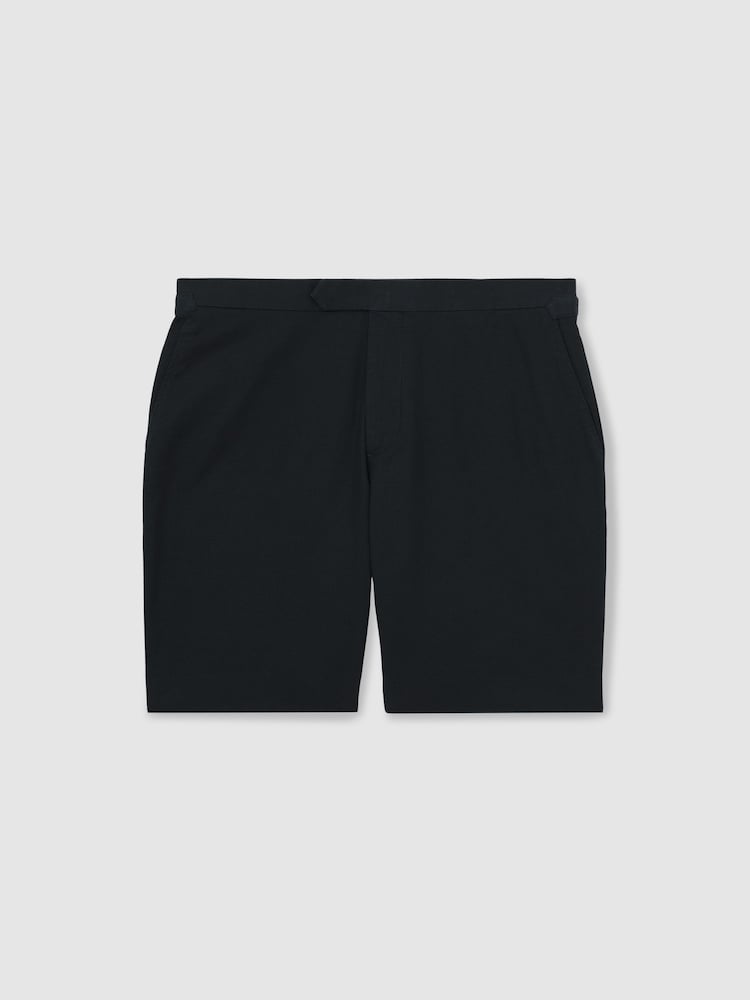 Темно-синий - Reiss Sketch Cotton-Linen Tailored Shorts - Изображение 2 из 6