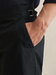 Темно-синий - Reiss Sketch Cotton-Linen Tailored Shorts - Изображение 4 из 6