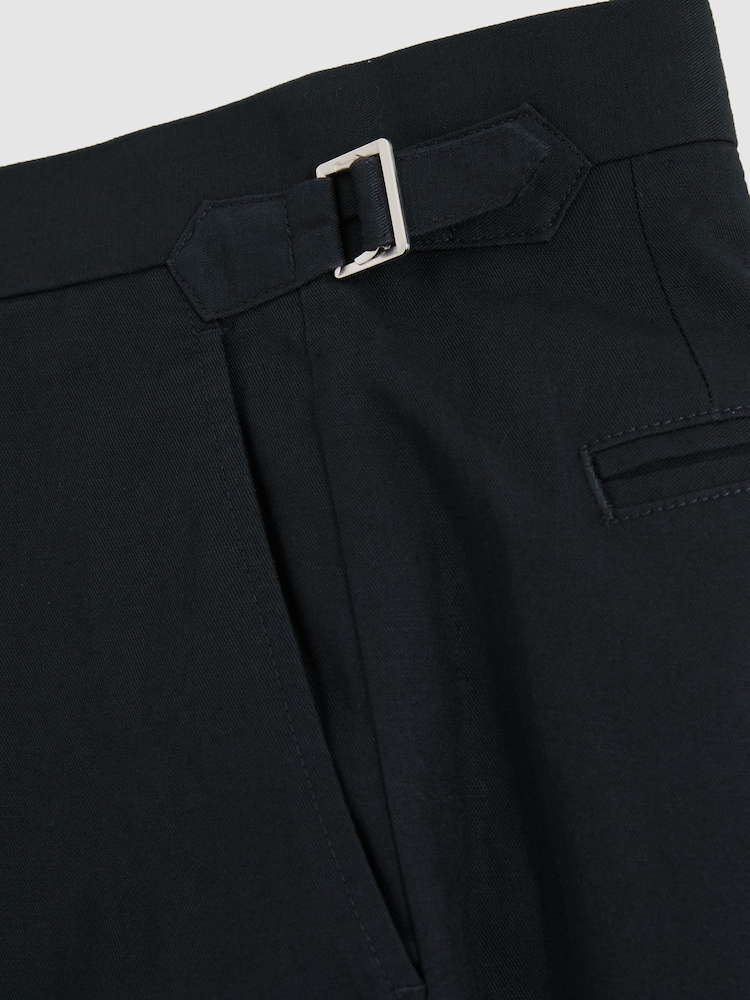 Темно-синий - Reiss Sketch Cotton-Linen Tailored Shorts - Изображение 6 из 6