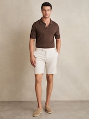 Песочный - Reiss Sketch Cotton-Linen Tailored Shorts - Изображение 1 из 7