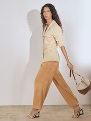 Reiss Tan Lauren Atelier Tapered Cargo Trousers - Image 1 of 5