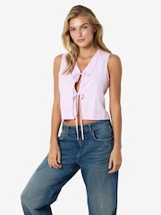 NOISY MAY Pink Stripe Waistcoat - Image 3 of 6
