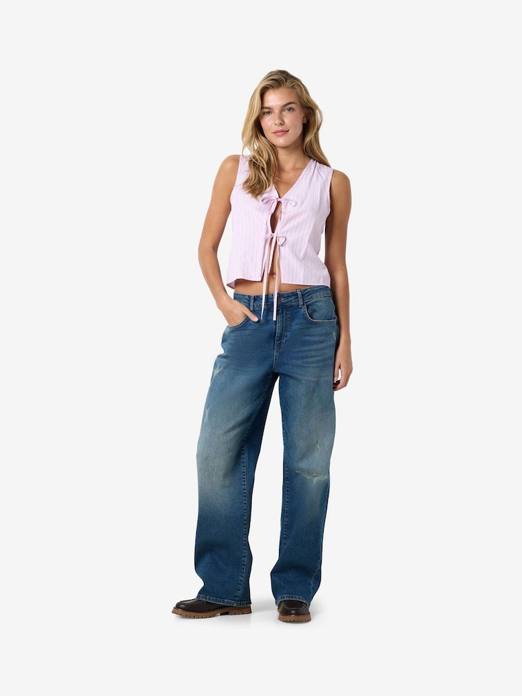 NOISY MAY Pink Stripe Waistcoat - Image 6 of 6