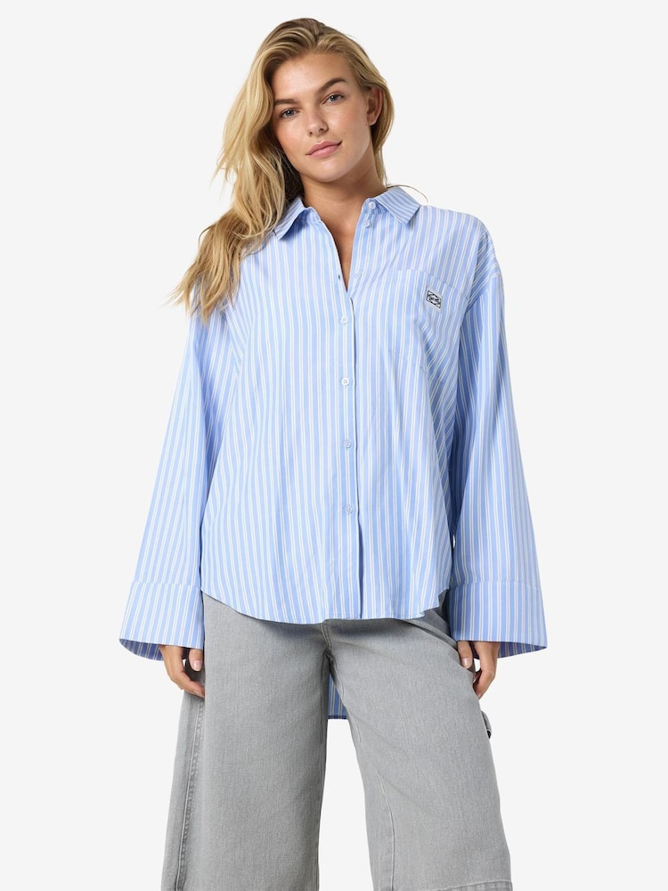 NOISY MAY Blue Striped Oversized Shirt - Image 3 of 6