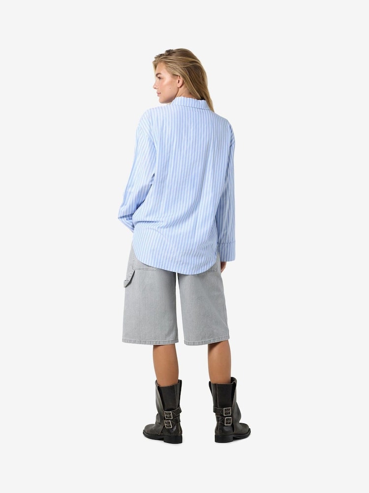 NOISY MAY Blue Striped Oversized Shirt - Image 5 of 6