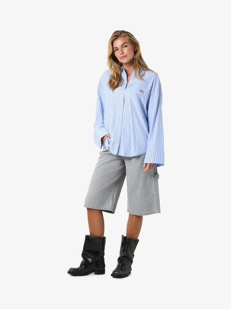NOISY MAY Blue Striped Oversized Shirt - Image 6 of 6