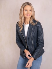 Lakeland Leather Blue Knotts Biker Jacket - Image 1 of 8