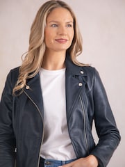 Lakeland Leather Blue Knotts Biker Jacket - Image 2 of 8