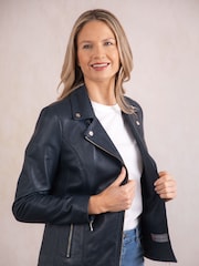 Lakeland Leather Blue Knotts Biker Jacket - Image 3 of 8