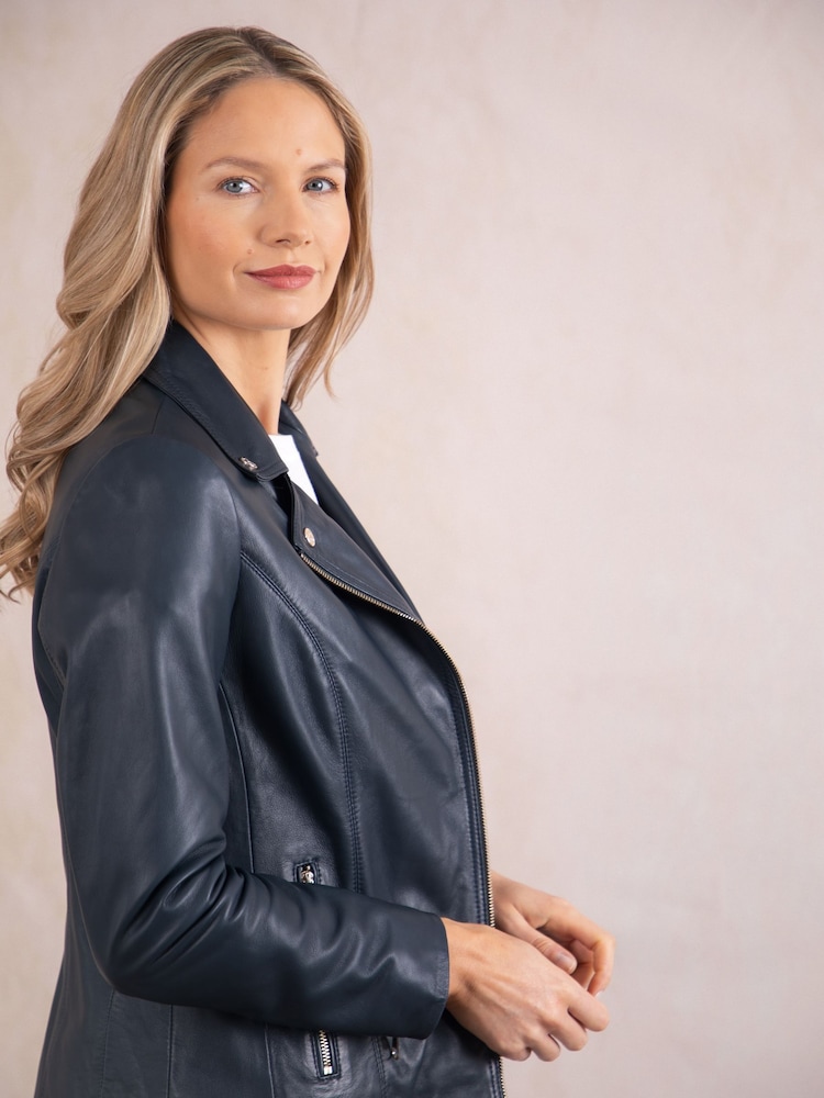 Lakeland Leather Blue Knotts Biker Jacket - Image 4 of 8